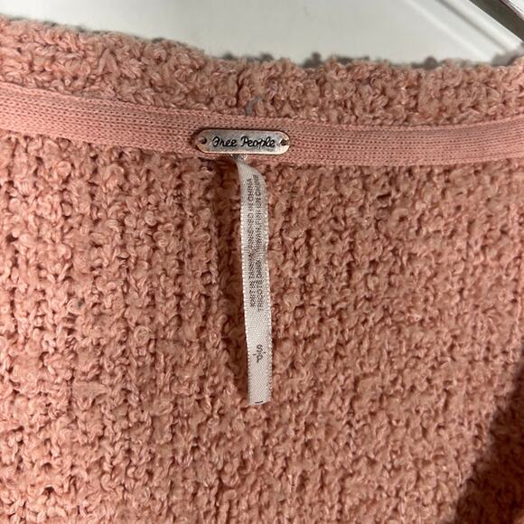 Free People Finders Keepers V Neck Sweater S Peach Long Sleeve Pullover Grunge - Picture 8 of 10